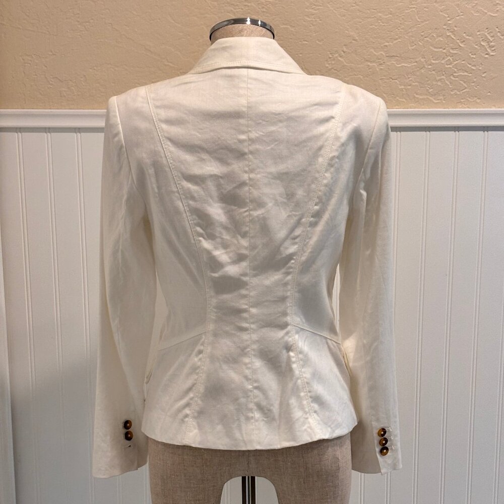 WHBM White Linen Blazer Size 2 - Picture 3 of 6